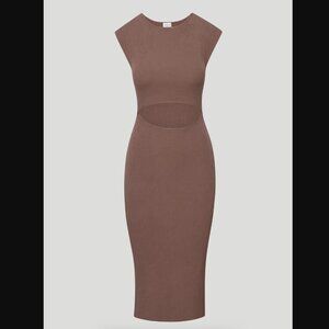 Wilfred Free Cut-out Knit Midi Dress Deep Taupe